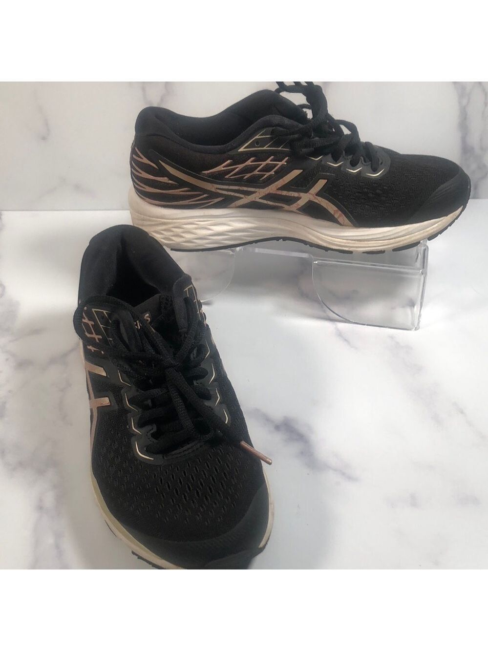 Asics Gel Cumulus 21 Running Shoes Black and Rose Gold Womens Size 6.5